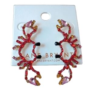 NWT Lane Bryant Crystal Crab Lobster Ocean Theme Novelty Statement Earrings